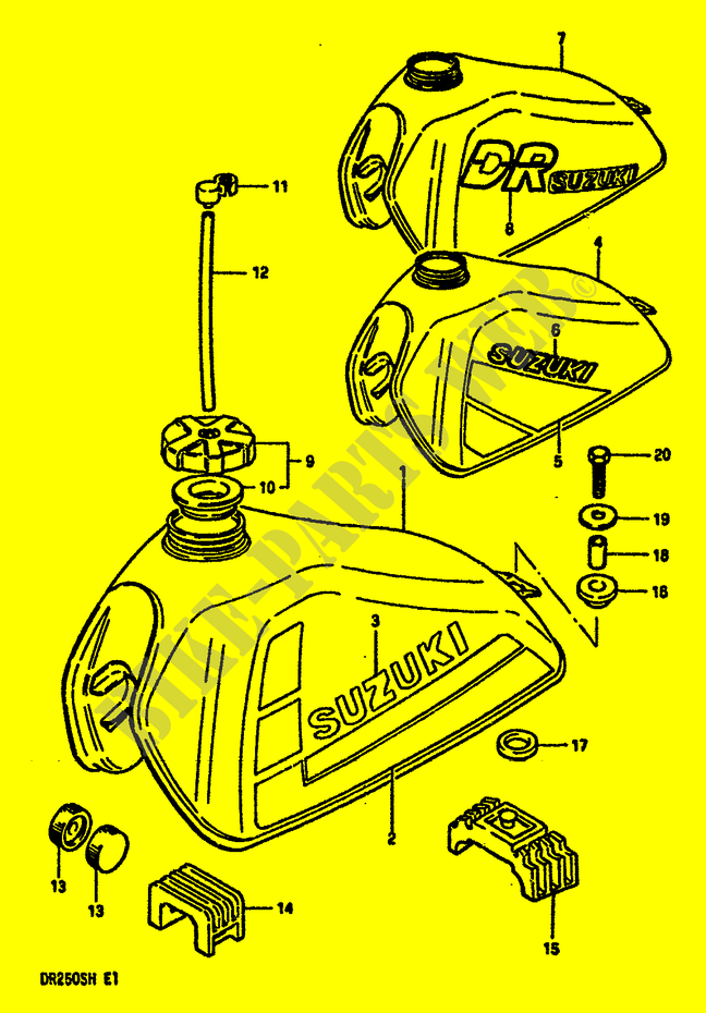 RESERVOIR D'ESSENCE (MODELE F/G/H E4,E15,E18,E21,E22,E25,E39) pour Suzuki DR 250 1984