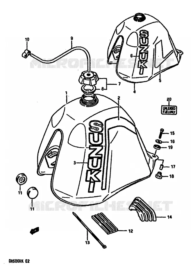 RESERVOIR D'ESSENCE (MODELE G/H) Suzuki MOTO 600 DR 1986  DR600RG(E2)