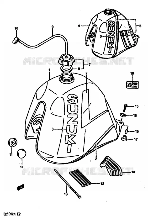RESERVOIR D'ESSENCE (MODELE J/K) Suzuki MOTO 600 DR 1986  DR600RG(E2)