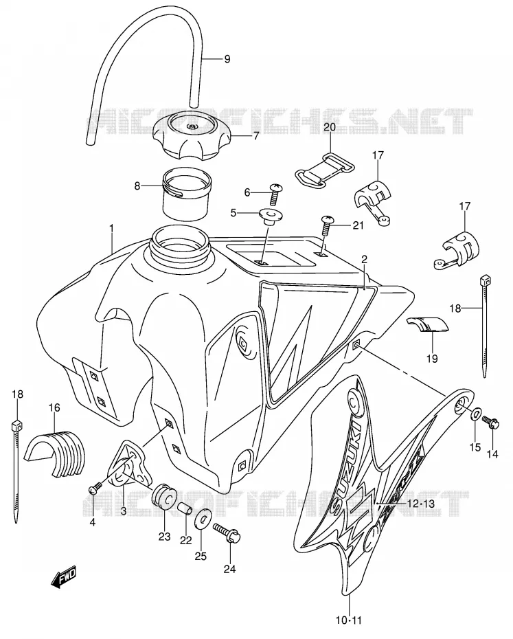 RESERVOIR D'ESSENCE (MODELE K4) Suzuki MOTO 125 DR-Z 2004  DR-Z125K4(E3/E28)