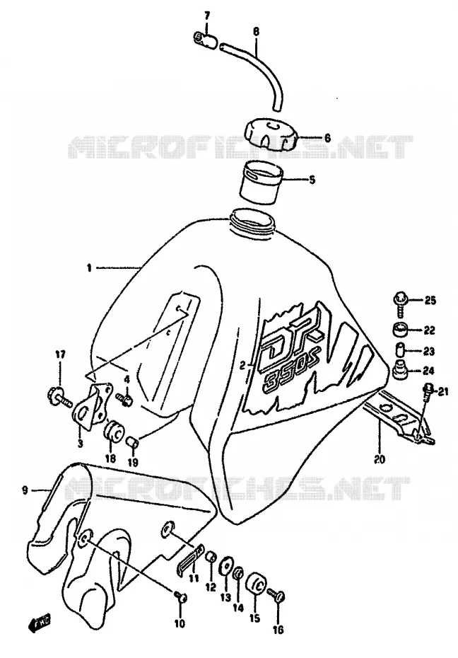 RESERVOIR D'ESSENCE (MODELE M E24) Suzuki MOTO 350 DR 1992  DR350SHN(L/M/N/P/R)