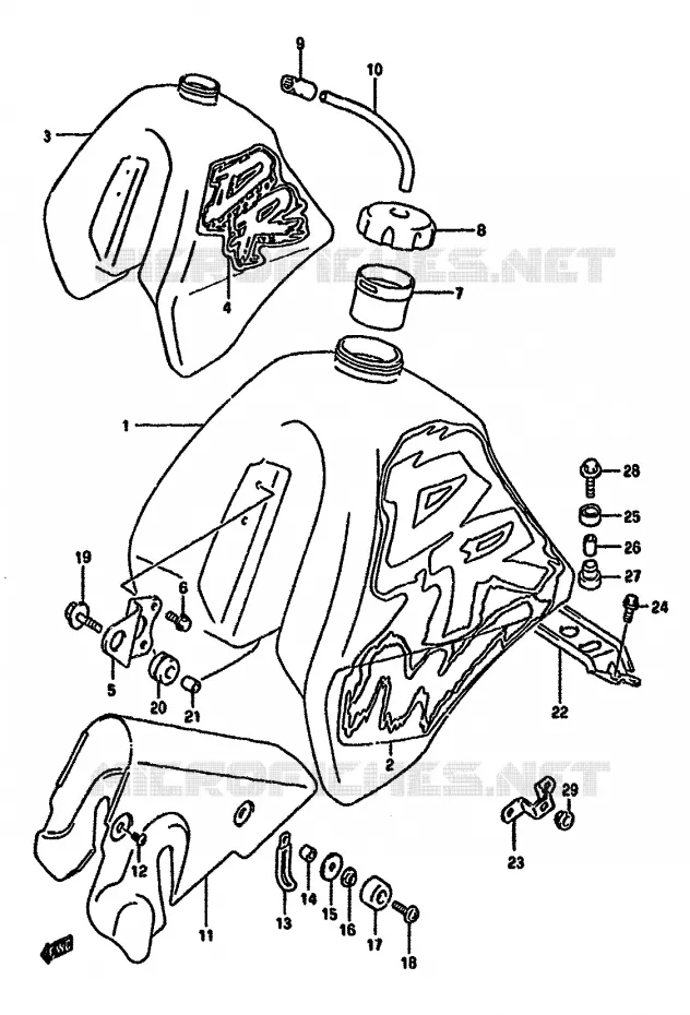 RESERVOIR D'ESSENCE (MODELE N/P E24) Suzuki MOTO 350 DR 1993  DR350SP(L/M/N/P/R)
