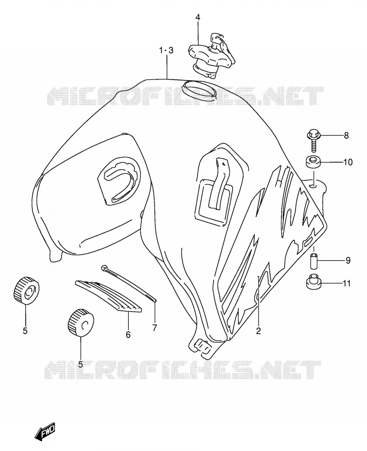 RESERVOIR D'ESSENCE (MODELE N/P/R/S) Suzuki MOTO 650 DR 1995  DR650RSEUS(E4)