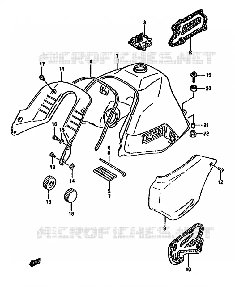RESERVOIR D'ESSENCE (MODELE P) Suzuki MOTO 650 DR 1993  DR650RUP(N/P/R)