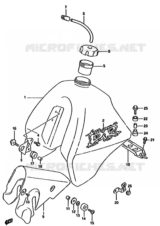 RESERVOIR D'ESSENCE (MODELE R E24) Suzuki MOTO 350 DR 1993  DR350SP(L/M/N/P/R)