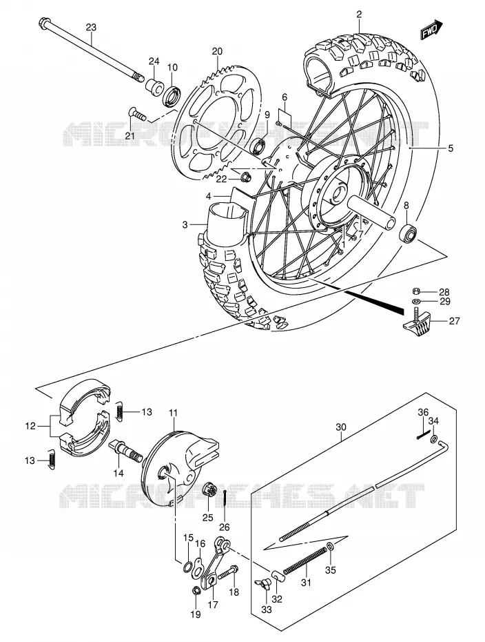 ROUE ARRIERE (DR-Z125K3) Suzuki MOTO 125 DR-Z 2004  DR-Z125LK4(E3/E28)