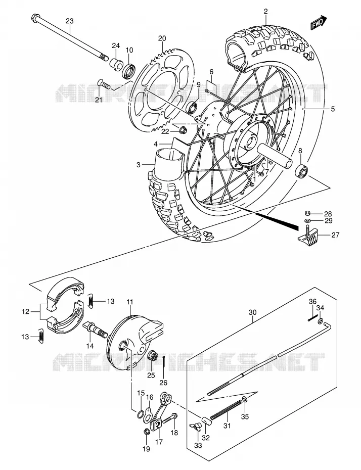 ROUE ARRIERE (DR-Z125LK3) Suzuki MOTO 125 DR-Z 2005  DR-Z125LK5(E3/E28)