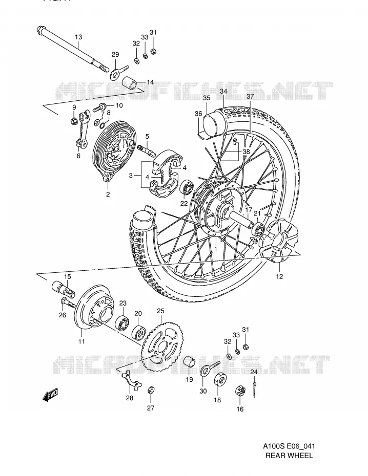 ROUE ARRIERE Suzuki MOTO 100 A100 1995  A100S(E6)