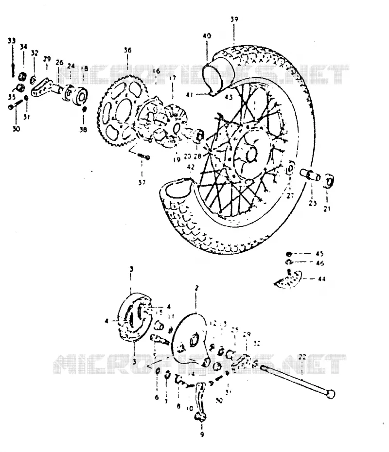 ROUE ARRIERE Suzuki MOTO 400 DR 1981  DR400SX(T/X)