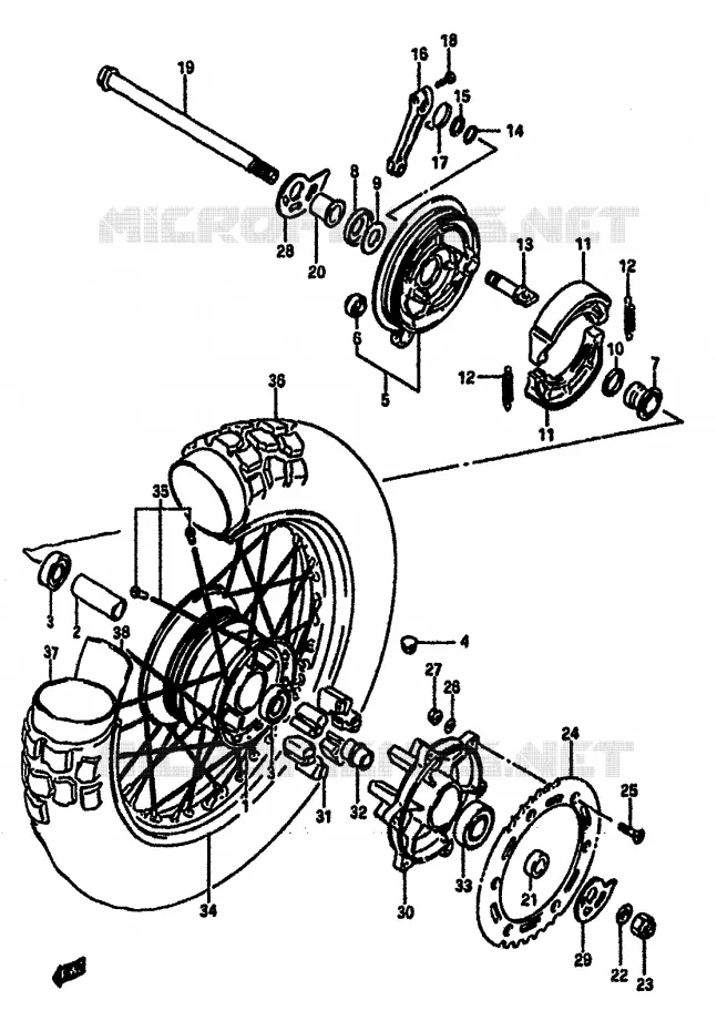 ROUE ARRIERE Suzuki MOTO 600 DR 1989  DR600SUK(E2)