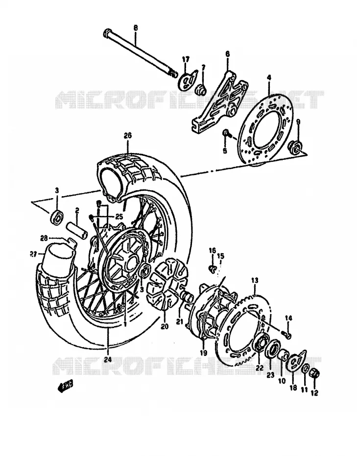 ROUE ARRIERE Suzuki MOTO 650 DR 1993  DR650RUP(N/P/R)
