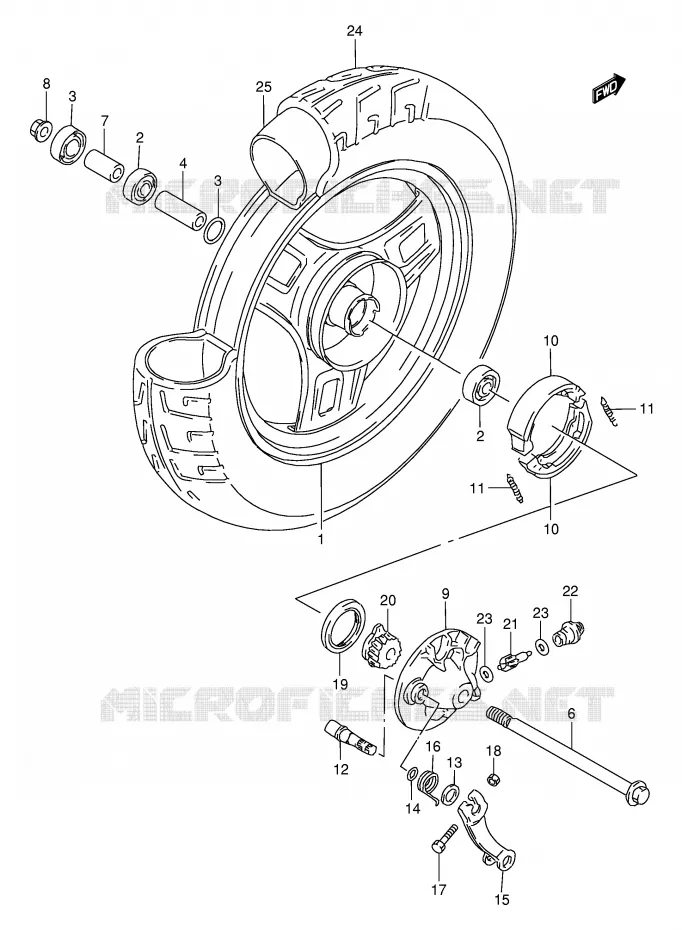 ROUE AVANT (AE50L/M/N/P) Suzuki SCOOTER 50 AE 1995  AE50RS(E28)