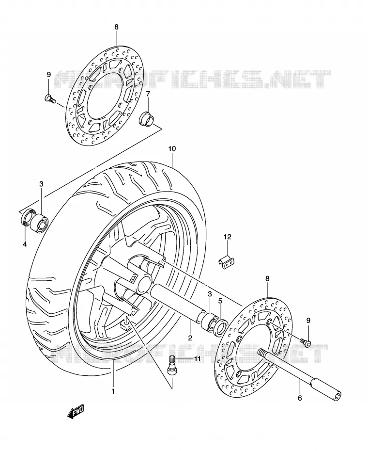 ROUE AVANT (MODELE K3) Suzuki SCOOTER 650 BURGMAN 2003  AN650LK3(E2)