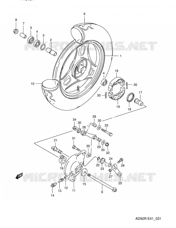 ROUE AVANT (MODELE L/M E41) Suzuki SCOOTER 50 AD 1994  AD50R(E41)