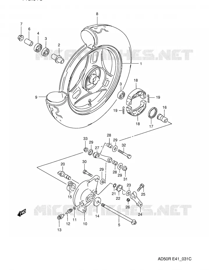 ROUE AVANT (MODELE R E41) Suzuki SCOOTER 50 AD 1994  AD50WFR(E41)