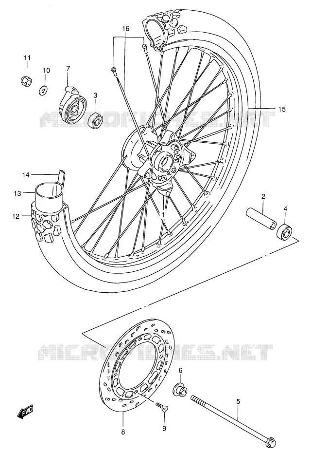 ROUE AVANT Suzuki MOTO 200 DF 1996  DF200ET(E24)