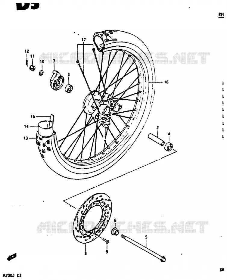 ROUE AVANT Suzuki MOTO 200 DR 1986  DR200G(G/H/J)