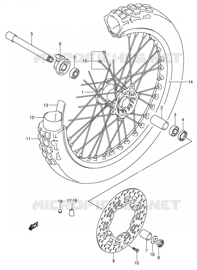 ROUE AVANT Suzuki MOTO 400 DR-Z 2003  DR-Z400SK3(E3/E28)