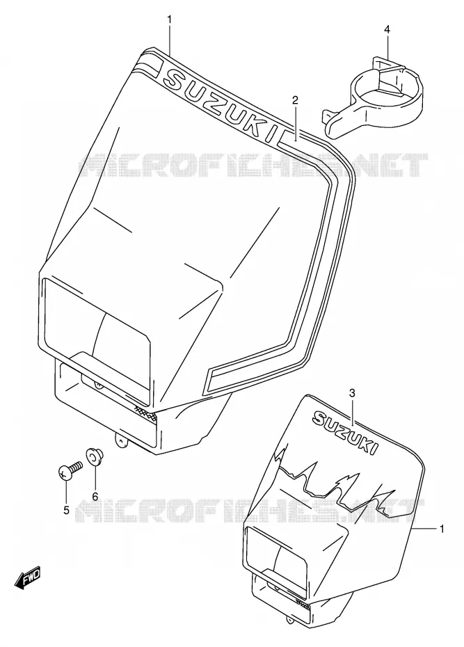 SUPPORT - CARENAGES DE PHARE (MODELE L/M) Suzuki MOTO 350 DR 1996  DR350T(E1)