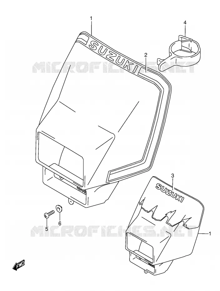 SUPPORT - CARENAGES DE PHARE (MODELE L/M) Suzuki MOTO 350 DR 1996  DR350T(E3)
