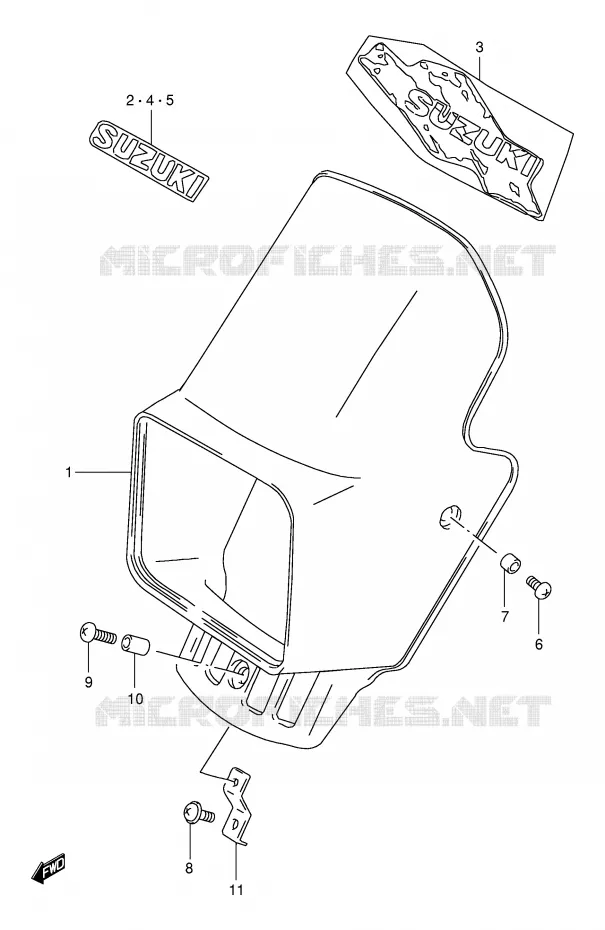 SUPPORT - CARENAGES DE PHARE (MODELE R/S/T/V/W) Suzuki MOTO 125 DR 1999  DR125SEUX(E4)