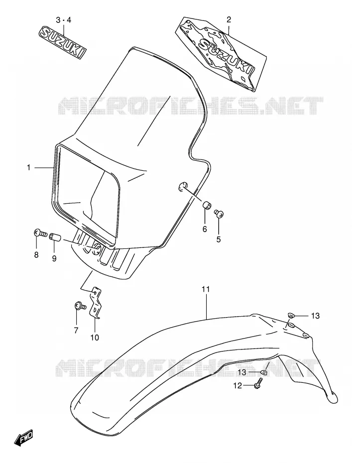 SUPPORT - CARENAGES DE PHARE Suzuki MOTO 200 DR 1995  DR200SES(E24)
