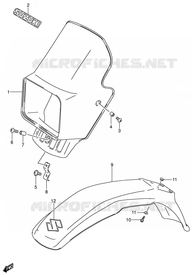 SUPPORT - CARENAGES DE PHARE Suzuki MOTO 200 DR 2005  DR200SEK5(E3/E28)