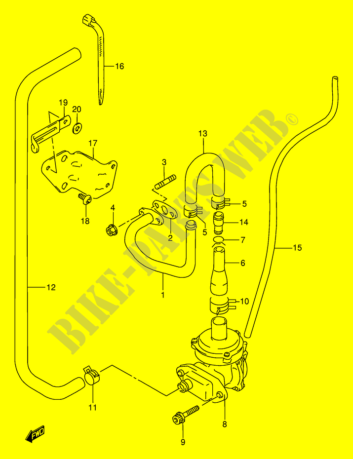SYSTÈME DE RECYCLAGE GAZ D'ECHAPPEMENT (E18) pour Suzuki DR 650 1995