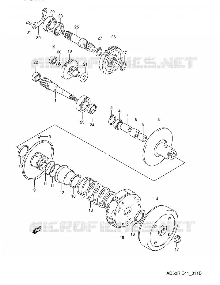 TRANSMISSION (2) (MODELE R) Suzuki SCOOTER 50 AD 1994  AD50R(E41)