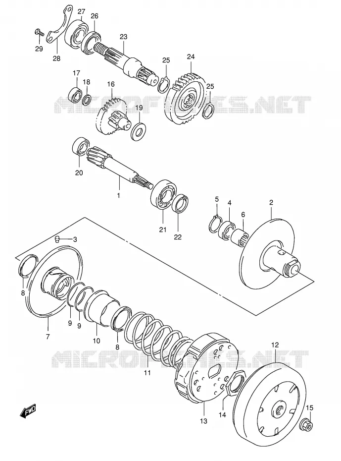 TRANSMISSION (2)(MODELE T) Suzuki SCOOTER 50 AE 1993  AE50KP(E1)