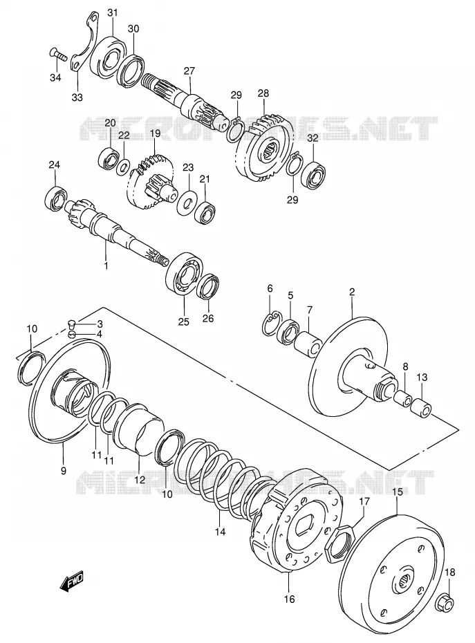 TRANSMISSION (2)(~F.NO.216954) Suzuki SCOOTER 100 ADDRESS 1996  AG100T(E71)