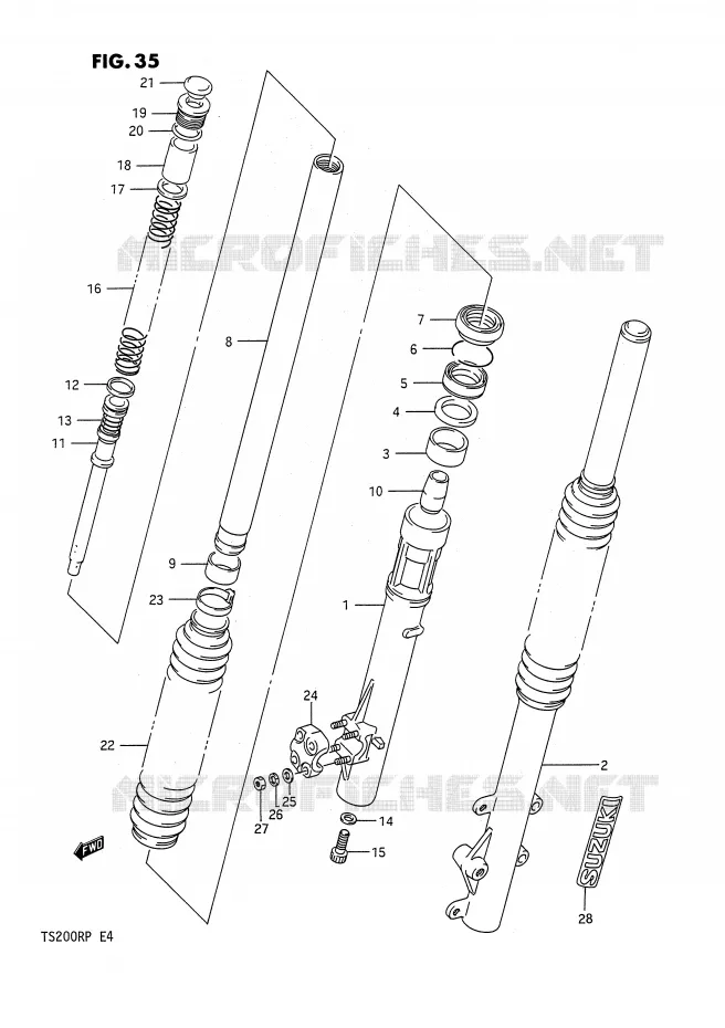 AMORTISSEUR AVANT (E24) Suzuki MOTO 200 TS-R 1992  TS200RN(E4)