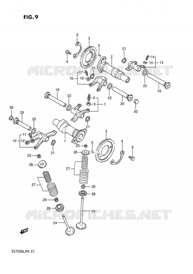 ARBRE A CAMES - SOUPAPES Suzuki MOTO 750 INTRUDER 1990  VS750GLPL(E1)