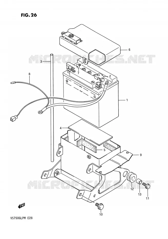 BATTERIE (MODELE F,MODELE G ~F.NO.2100209) Suzuki MOTO 750 INTRUDER 1987  VS750GLPH(E28)