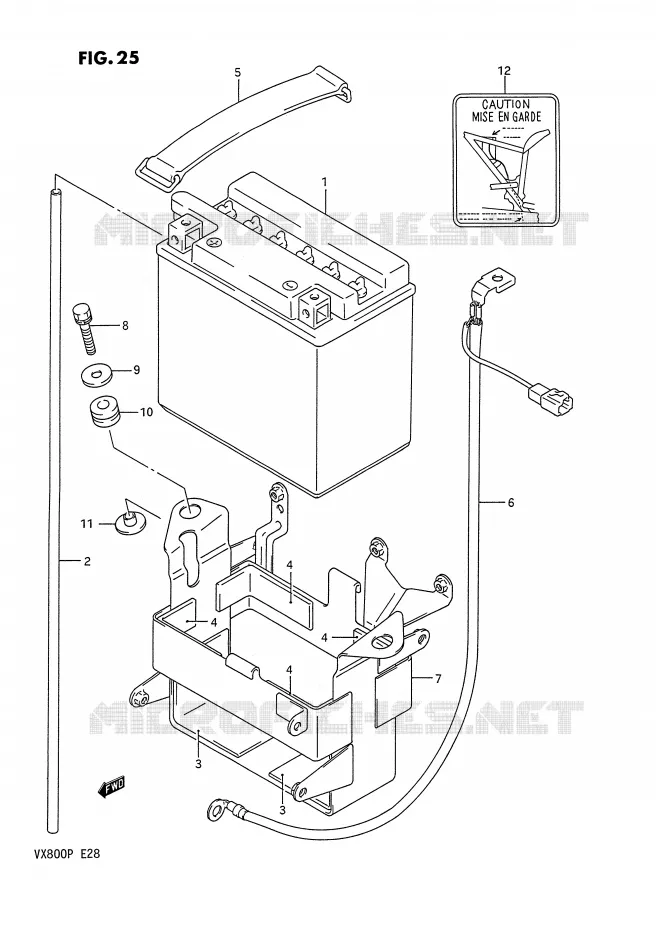 BATTERIE Suzuki MOTO 800 VX 1992  VX800N(E28)