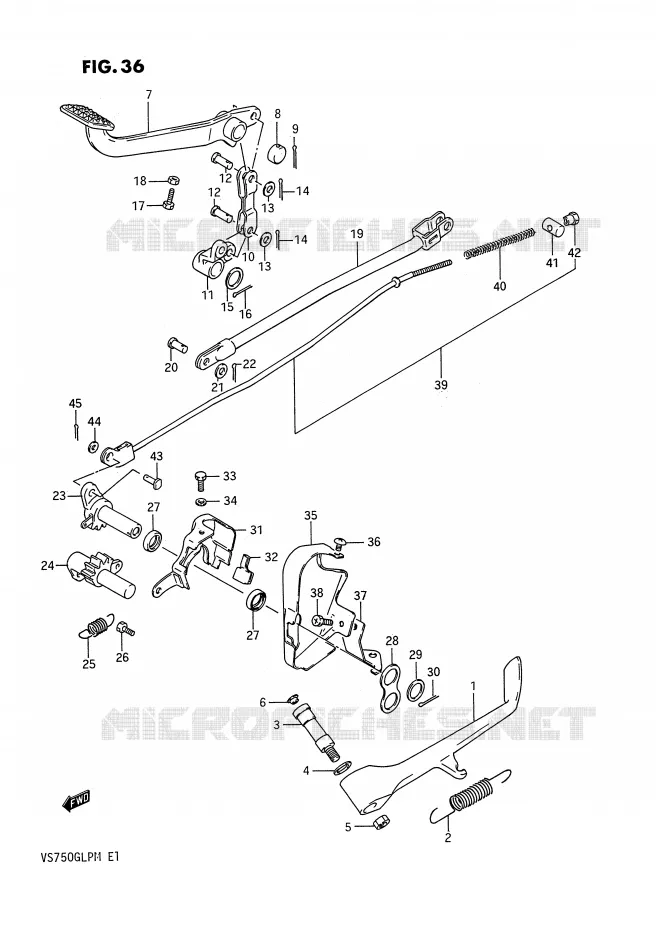 BEQUILLE LATERALE - PEDALE DE FREIN ARRIERE (MODELE F) Suzuki MOTO 750 INTRUDER 1987  VS750GLPH(E1)