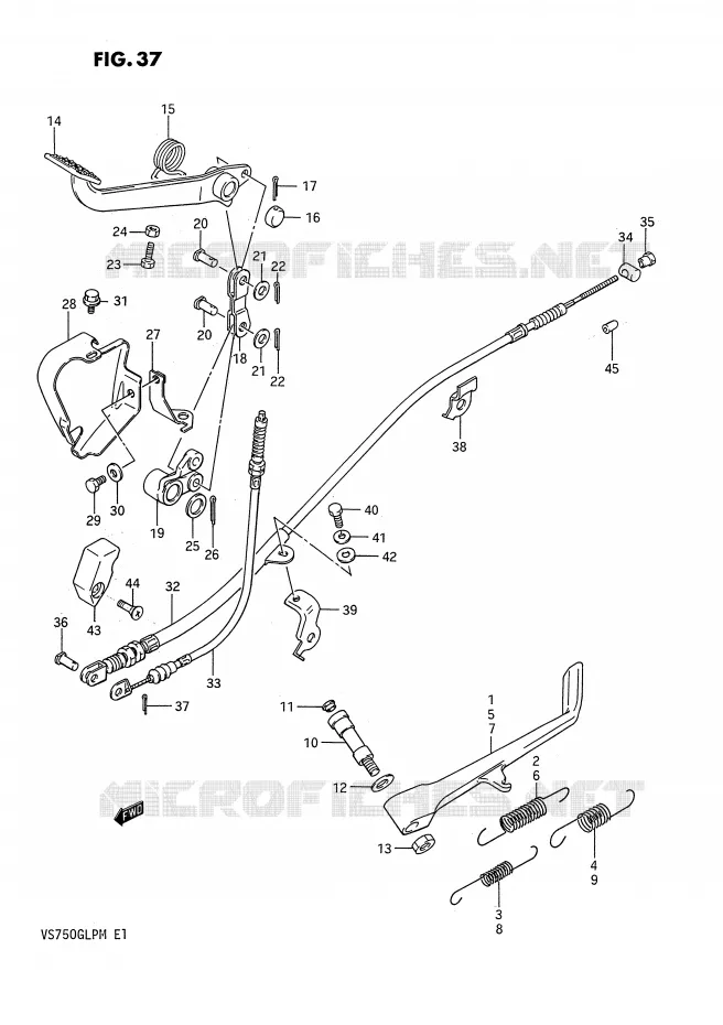 BEQUILLE LATERALE - PEDALE DE FREIN ARRIERE (MODELE G/H/J/K/L/M) Suzuki MOTO 750 INTRUDER 1990  VS750GLPL(E1)