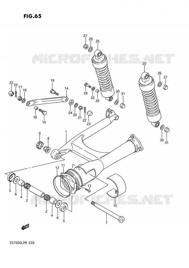BRAS OSCILLANT ARRIERE (MODELE G F.NO.100110~) Suzuki MOTO 750 INTRUDER 1990  VS750GLPL(E28)