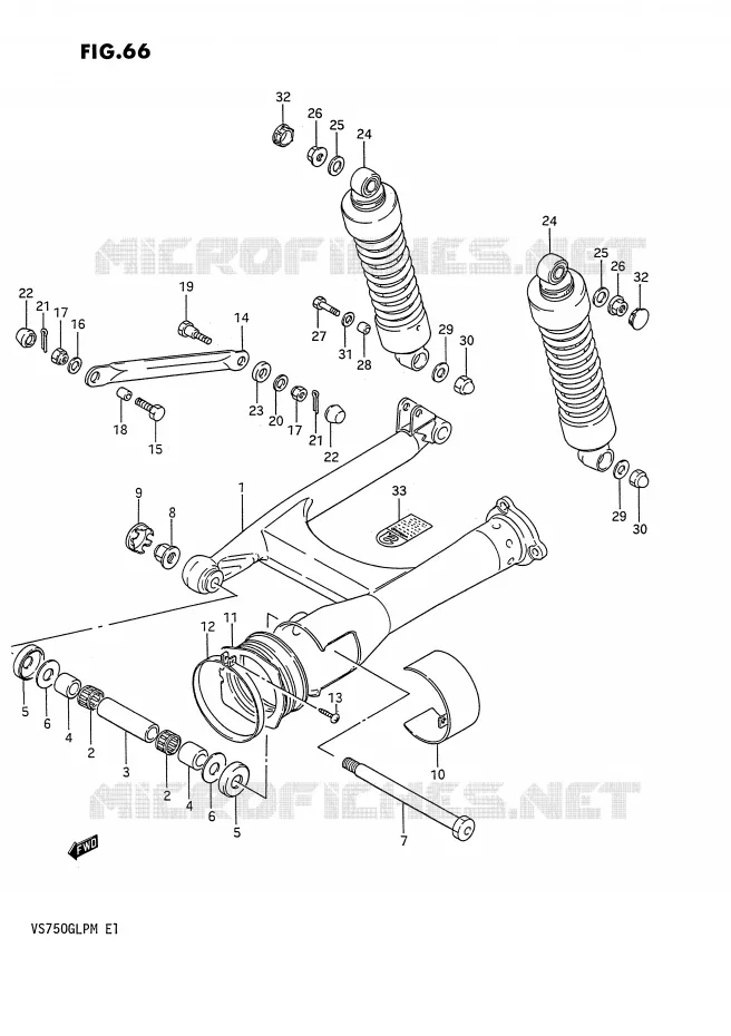 BRAS OSCILLANT ARRIERE (MODELE H/J/K/L/M) Suzuki MOTO 750 INTRUDER 1990  VS750GLFL(E1)