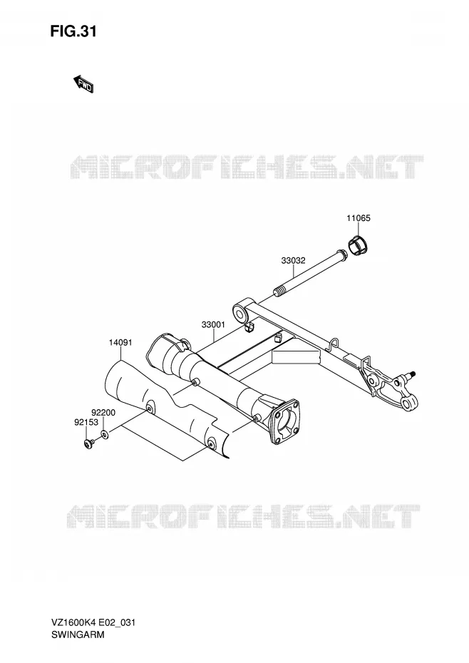 BRAS OSCILLANT ARRIERE Suzuki MOTO 1600 MARAUDER 2004  VZ1600K4(E2)