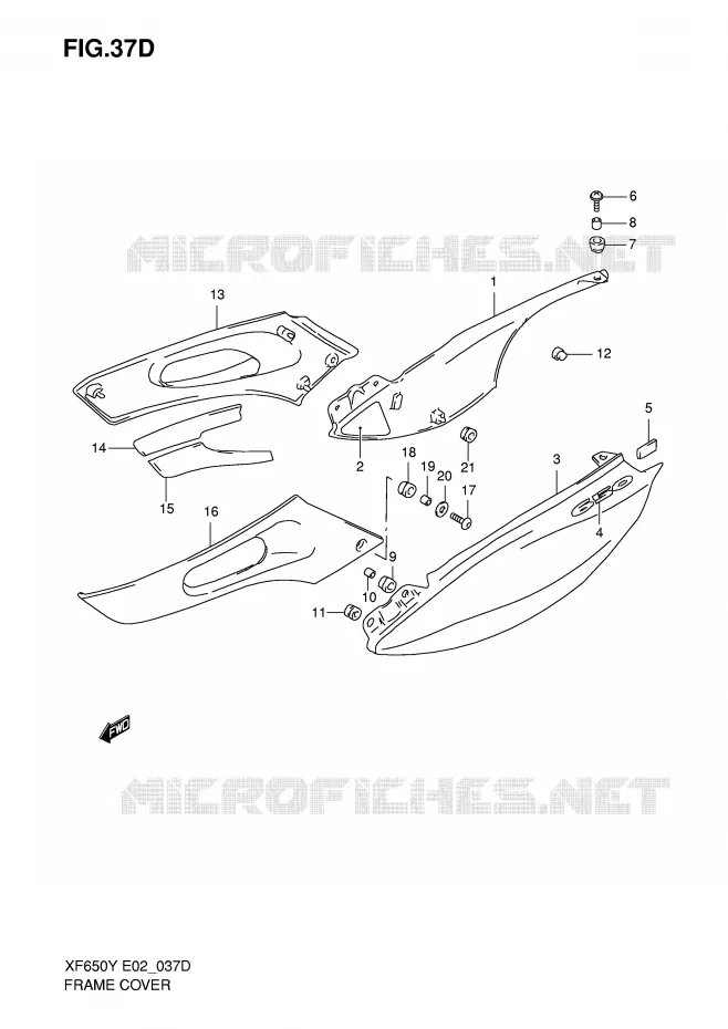 CARENAGES ARRIERE  (MODELE K1) Suzuki MOTO 650 FREEWIND 2001  XF650K1(E2)