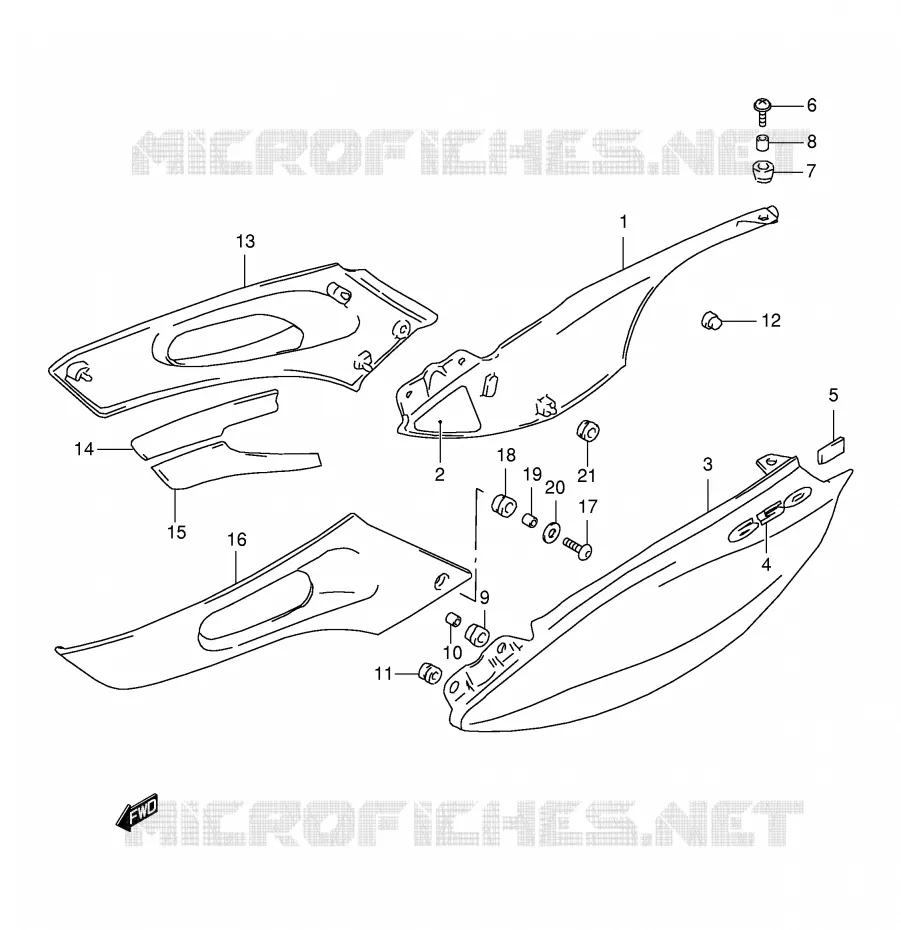 CARENAGES ARRIERE  (MODELE V) Suzuki MOTO 650 FREEWIND 1999  XF650UX(E2)
