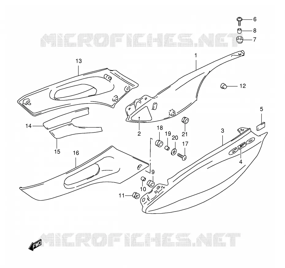 CARENAGES ARRIERE  (MODELE X) Suzuki MOTO 650 FREEWIND 2001  XF650UK1(E2)