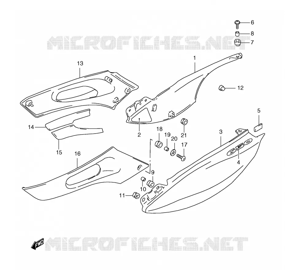 CARENAGES ARRIERE  (MODELE Y) Suzuki MOTO 650 FREEWIND 1999  XF650X(E2)