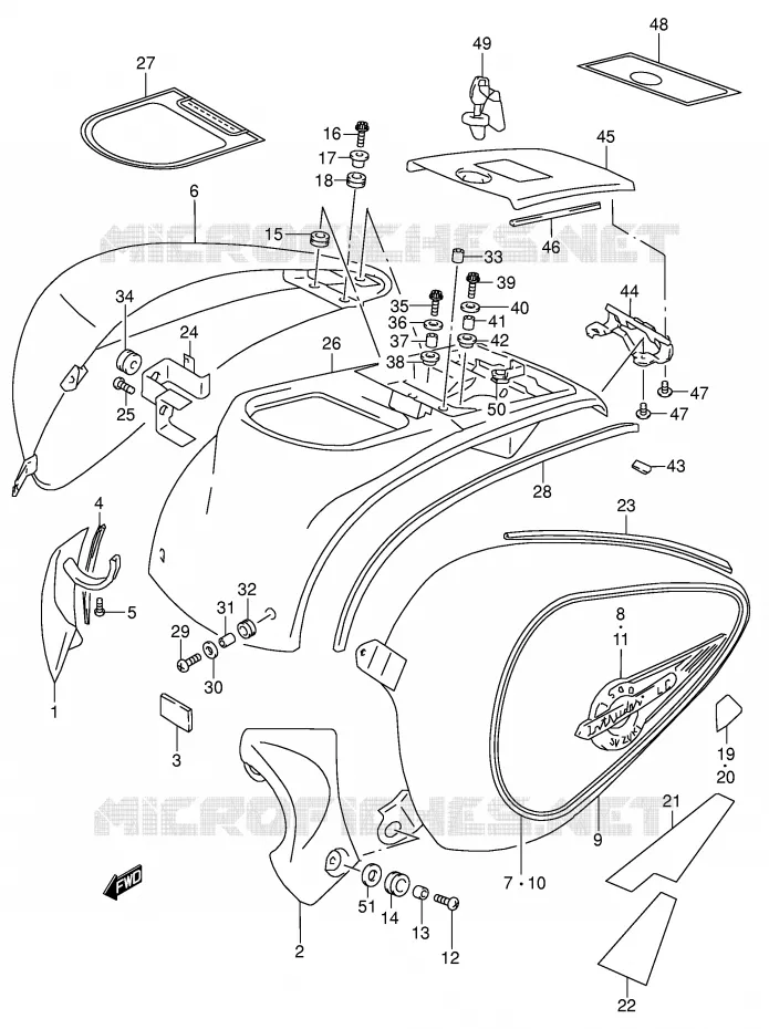 CARENAGES ARRIERE (MODELE K4) Suzuki MOTO 1500 INTRUDER 1998  VL1500W(E2)