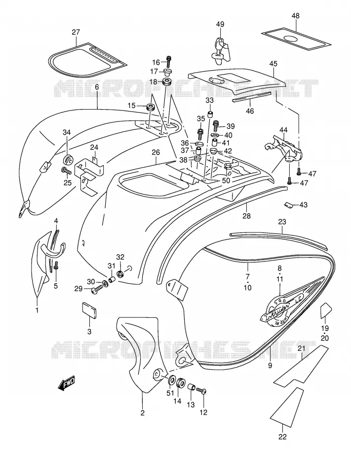 CARENAGES ARRIERE (MODELE Y) Suzuki MOTO 1500 INTRUDER 2004  VL1500K4(E2)