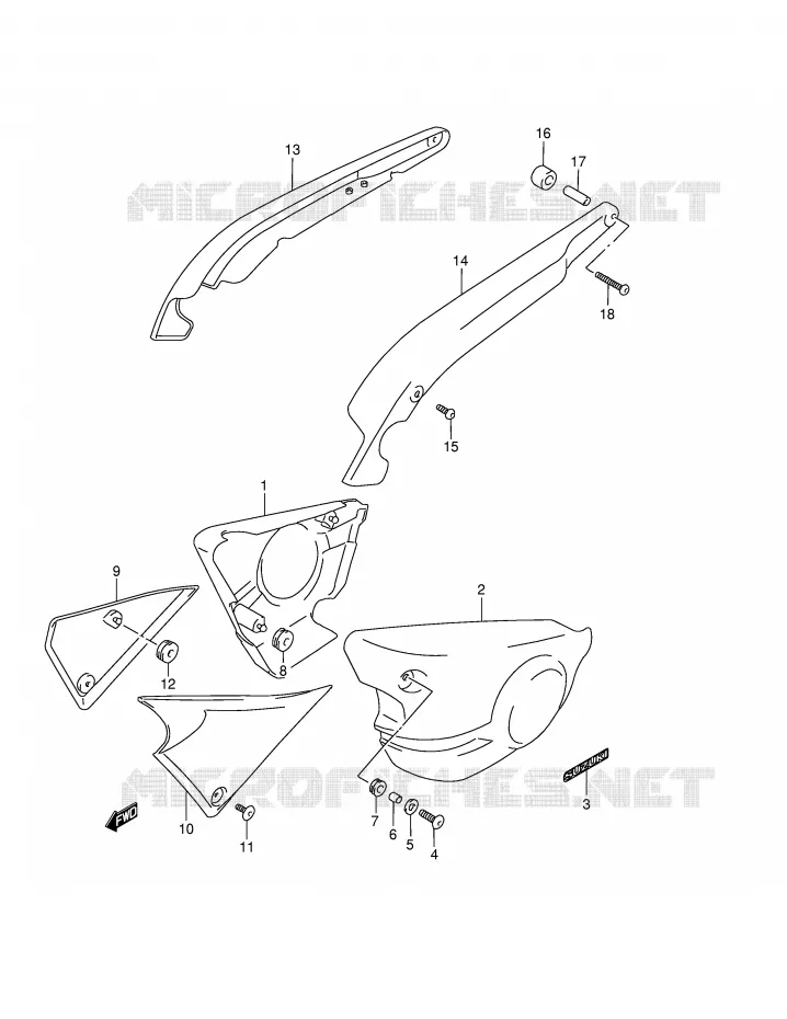 CARENAGES ARRIERE Suzuki MOTO 800 MARAUDER 2004  VZ800K4(E3/E28)