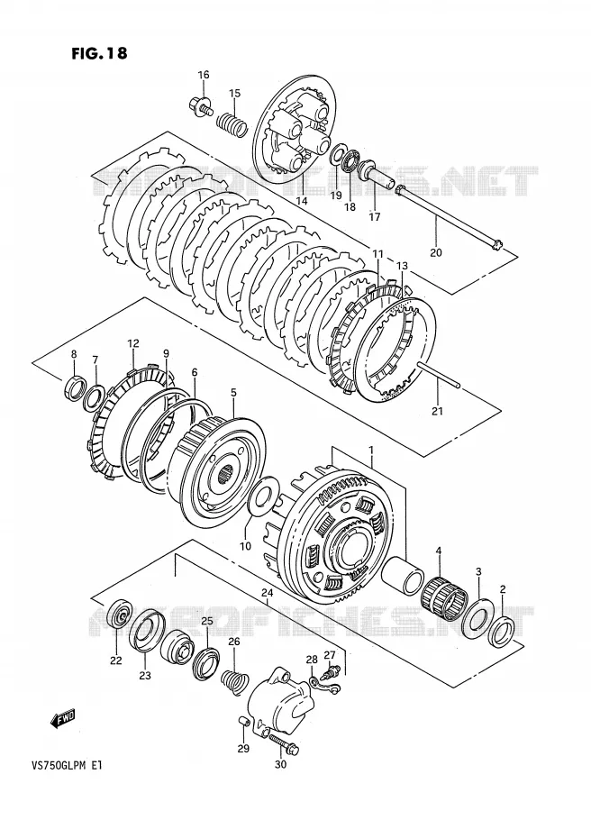 EMBRAYAGE Suzuki MOTO 750 INTRUDER 1987  VS750GLPH(E1)