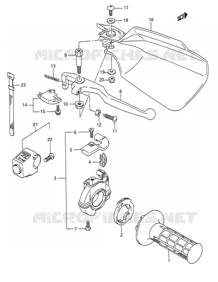 ENSEMBLE LEVIER - COMMODO DROIT Suzuki MOTO 200 TS-R 1993  TS200RP(E28)