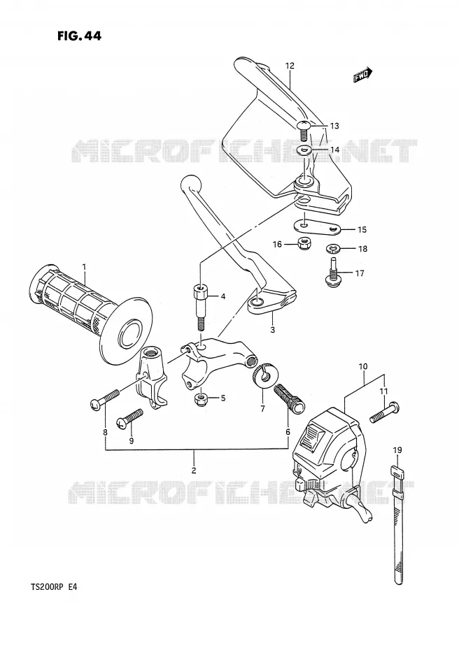 ENSEMBLE POIGNEE GAUCHE Suzuki MOTO 200 TS-R 1993  TS200RP(E4)